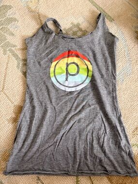 Pure Barre Gray Tank with Rainbow Circle Logo